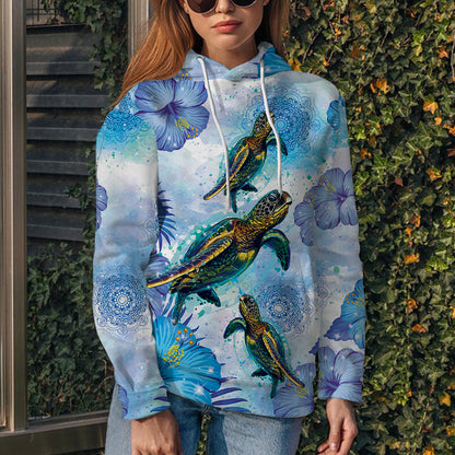 Blue Flower Mandala Turtle G5122 unisex womens & mens, couples matching, friends, turtle lover, funny family sublimation 3D hoodie christmas holiday gifts (plus size available)