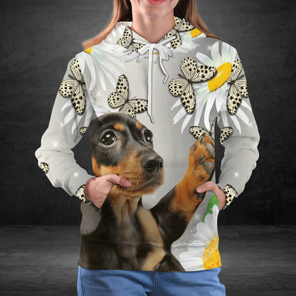 Dachshund Butterfly Daisy G5122 unisex womens & mens, couples matching, friends, dog lover, dachshund lover, funny family sublimation 3D hoodie christmas holiday gifts (plus size available)