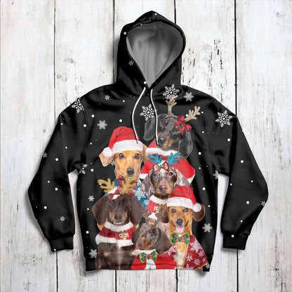 Dachshund Hello Christmas G5122 unisex womens & mens, couples matching, friends, dachshund lover, dog lover, funny family sublimation 3D hoodie christmas holiday gifts (plus size available)