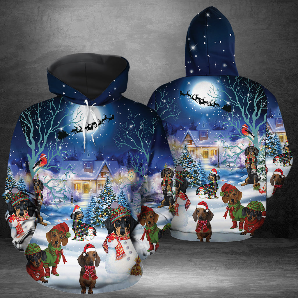 Dachshund Through The Snow G51210 unisex womens & mens, couples matching, friends, dog lover, funny family sublimation 3D hoodie christmas holiday gifts (plus size available)