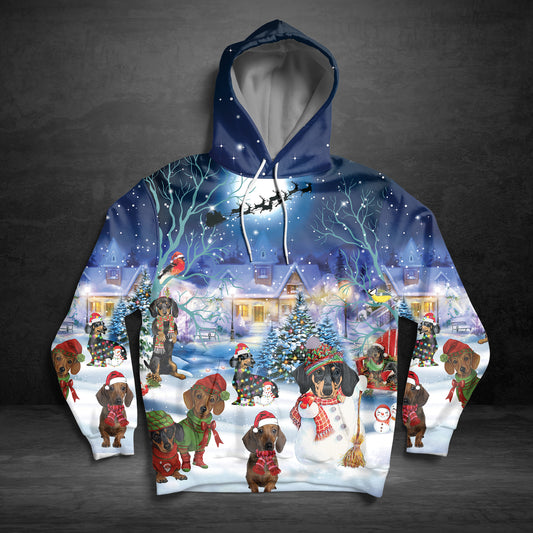 Dachshund Through The Snow G51210 unisex womens & mens, couples matching, friends, dog lover, funny family sublimation 3D hoodie christmas holiday gifts (plus size available)