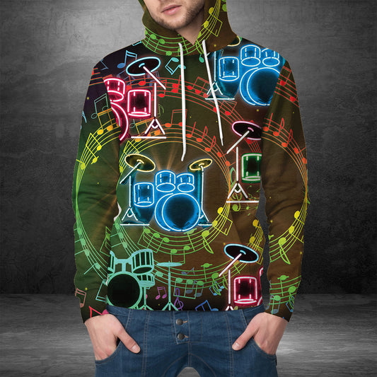 Drum Neon Light G51216 - All Over Print Unisex Hoodie unisex womens & mens, couples matching, friends, drum lover, funny family hoodie gifts (plus size available)