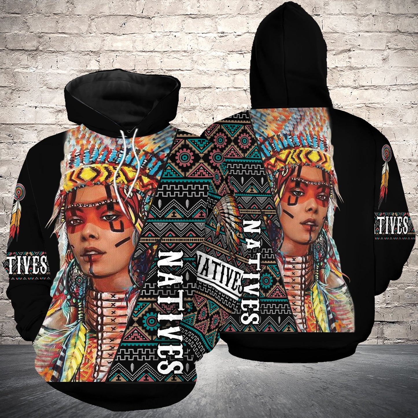 Feathered Native American Woman G51111 - All Over Print Unisex Hoodie