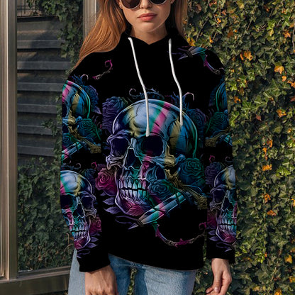 Girl Skull Rose G51021 - All Over Print Unisex Hoodie