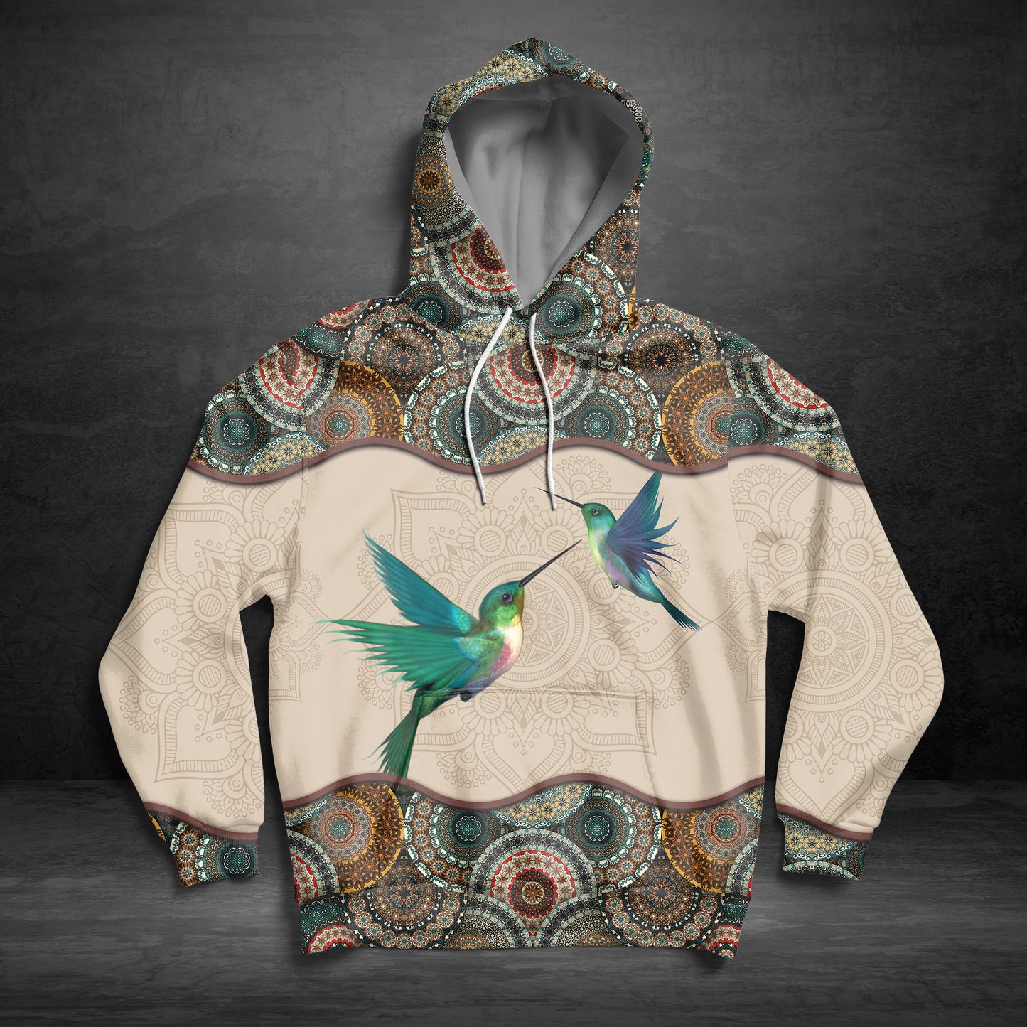 Glowing Hummingbird Mandala G5124 unisex womens & mens, couples matching, friends, hummingbird lover, funny family sublimation 3D hoodie christmas holiday gifts (plus size available)