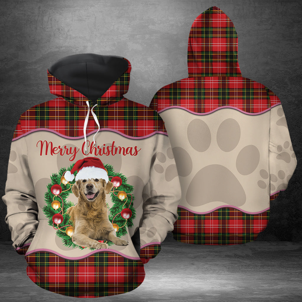 Merry Christmas Golden Retriever G5128 unisex womens & mens, couples matching, friends, dog lover, funny family sublimation 3D hoodie christmas holiday gifts (plus size available)