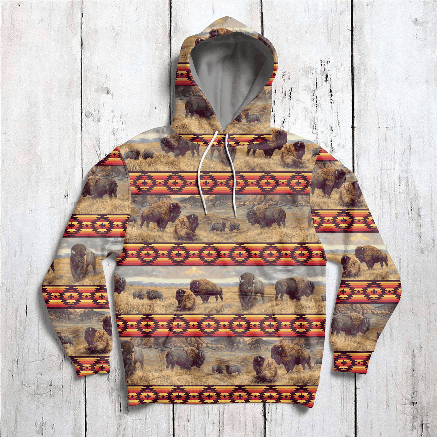Native American Pattern Bison G51111 - All Over Print Unisex Hoodie