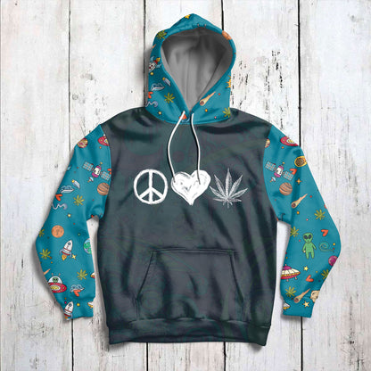 Peace Love Weed G51119 - All Over Print Unisex Hoodie