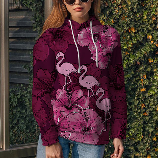 Pink Hibiscus Flamingo G5121 unisex womens & mens, couples matching, friends, flamingo lover, funny family sublimation 3D hoodie christmas holiday gifts (plus size available)