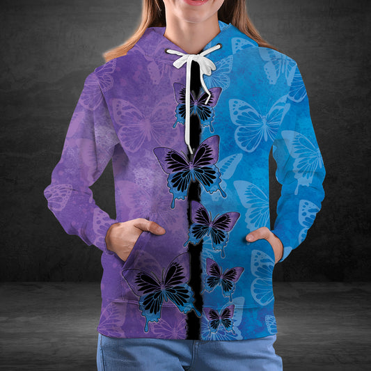 Purple Blue Butterfly G51119 - All Over Print Unisex Hoodie