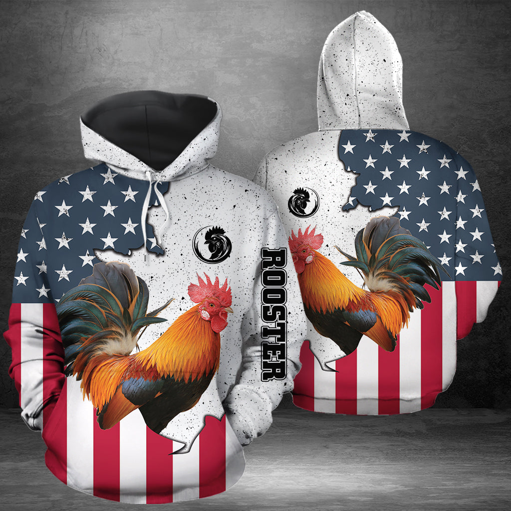 Rooster US Flag G51113 - All Over Print Unisex Hoodie