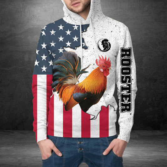 Rooster US Flag G51113 - All Over Print Unisex Hoodie