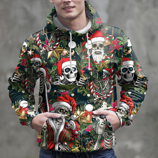 Santa Claus Skull G51211 unisex womens & mens, couples matching, friends, funny family sublimation 3D hoodie christmas holiday gifts (plus size available)