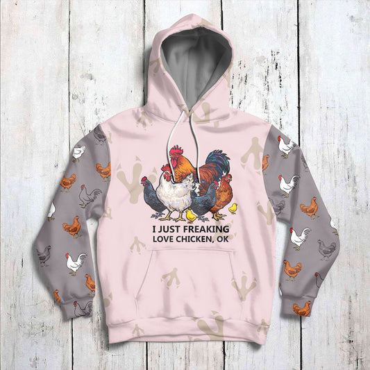 I Just Freaking Love Chicken G51211 unisex womens & mens, couples matching, friends, funny family sublimation 3D hoodie christmas holiday gifts (plus size available)