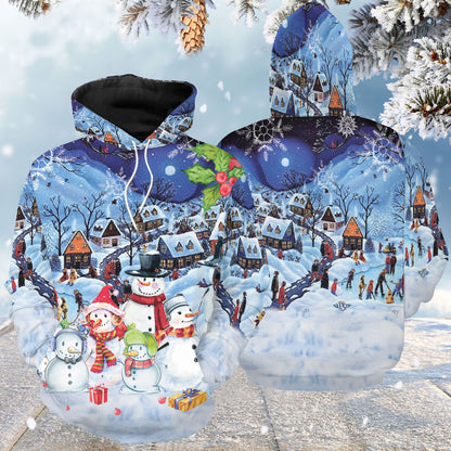 Snowman Town G5128 unisex womens & mens, couples matching, friends, snowman lover, funny family sublimation 3D hoodie christmas holiday gifts (plus size available)