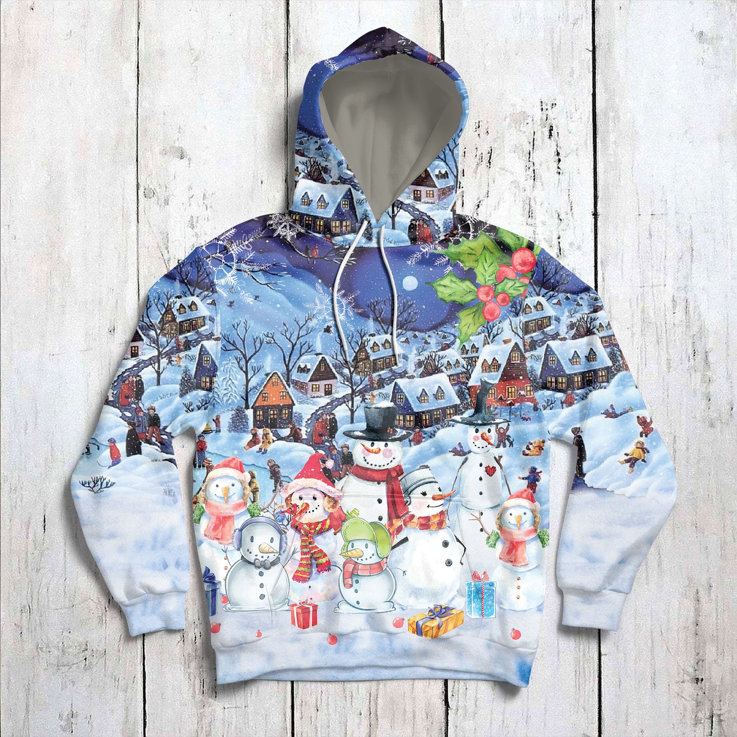 Snowman Town G5128 unisex womens & mens, couples matching, friends, snowman lover, funny family sublimation 3D hoodie christmas holiday gifts (plus size available)