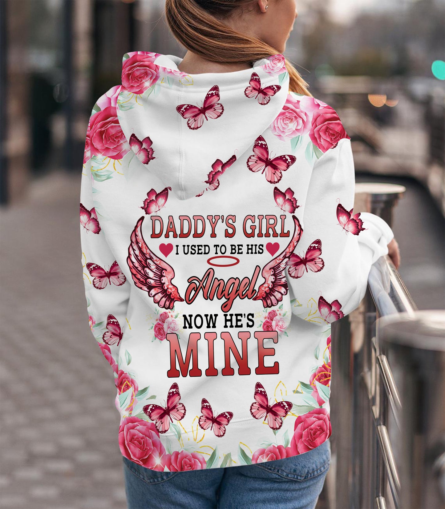 Daddy‘s Girl I Used To Be His Angel Now He’s Mine G5122 unisex womens & mens, couples matching, friends, memorial family sublimation 3D hoodie christmas holiday gifts (plus size available)