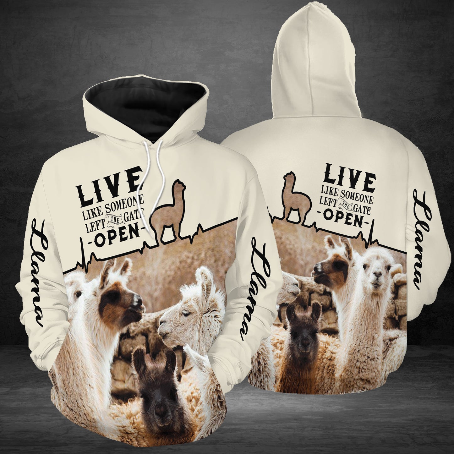 Llama Live Like Someone Left The Gate Open G51119 - All Over Print Unisex Hoodie