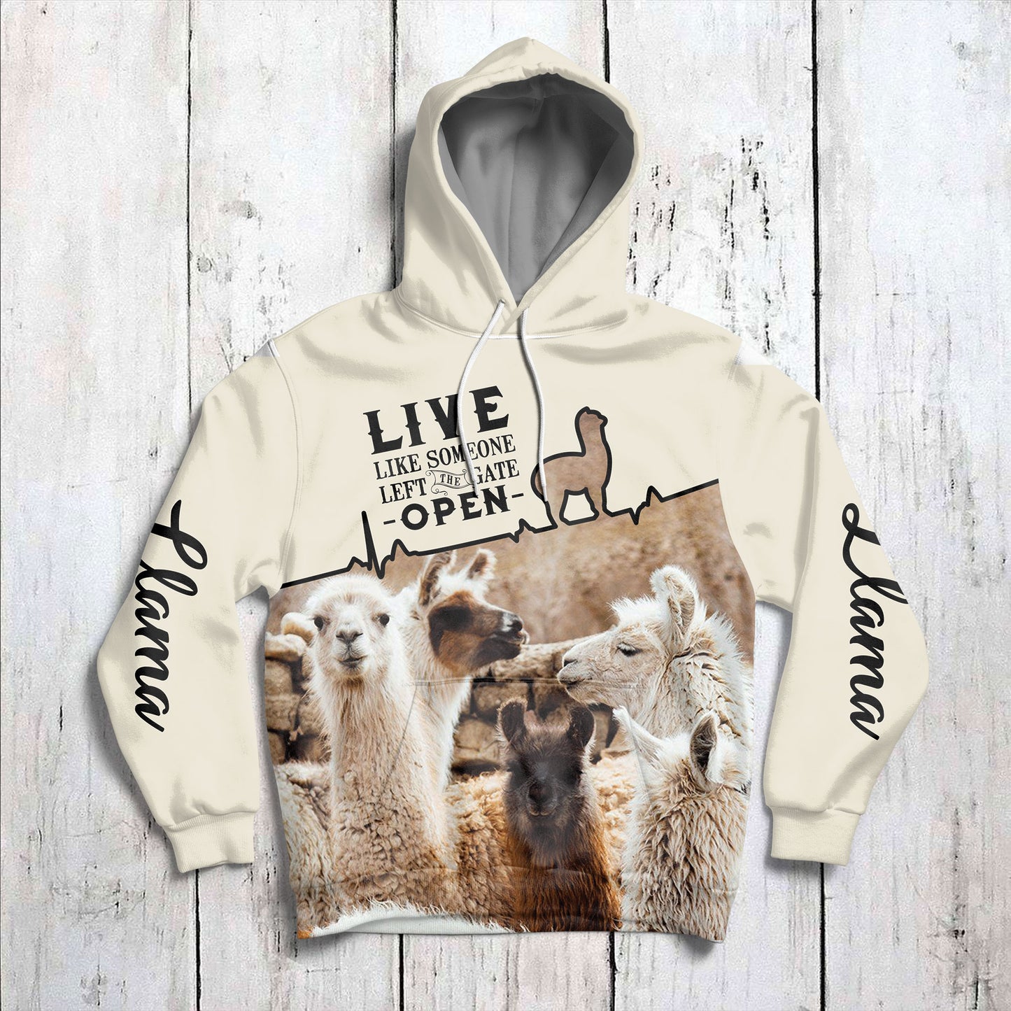 Llama Live Like Someone Left The Gate Open G51119 - All Over Print Unisex Hoodie