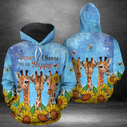 Giraffe Today I Choose To Be Happy G51029 - All Over Print Unisex Hoodie