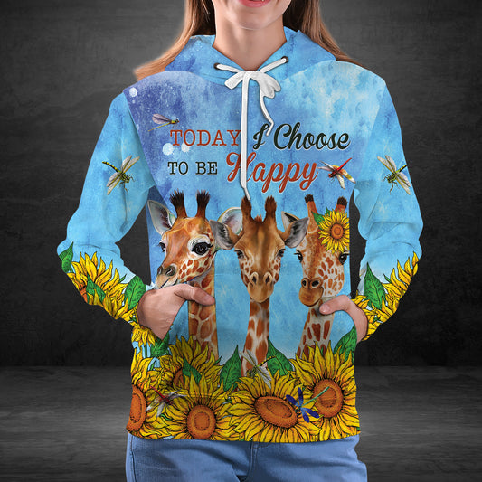 Giraffe Today I Choose To Be Happy G51029 - All Over Print Unisex Hoodie