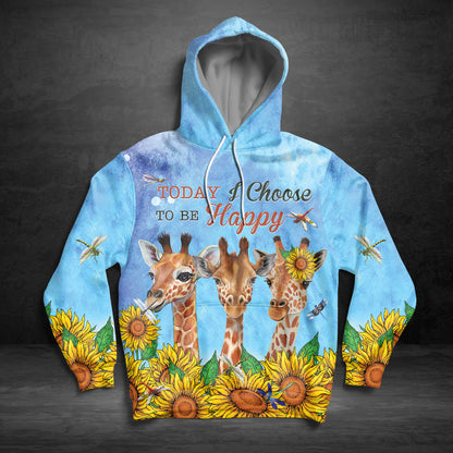 Giraffe Today I Choose To Be Happy G51029 - All Over Print Unisex Hoodie