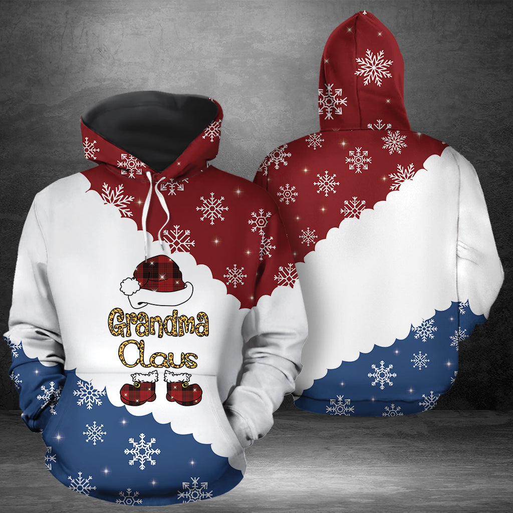 Grandma Claus G51130 unisex womens & mens, couples matching, friends, funny family sublimation 3D hoodie christmas holiday gifts (plus size available)