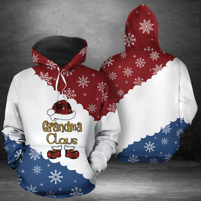 Grandma Claus G51130 unisex womens & mens, couples matching, friends, funny family sublimation 3D hoodie christmas holiday gifts (plus size available)