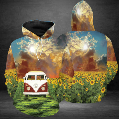 Hippie Bus Sunflower Field G51013 - All Over Print Unisex Hoodie