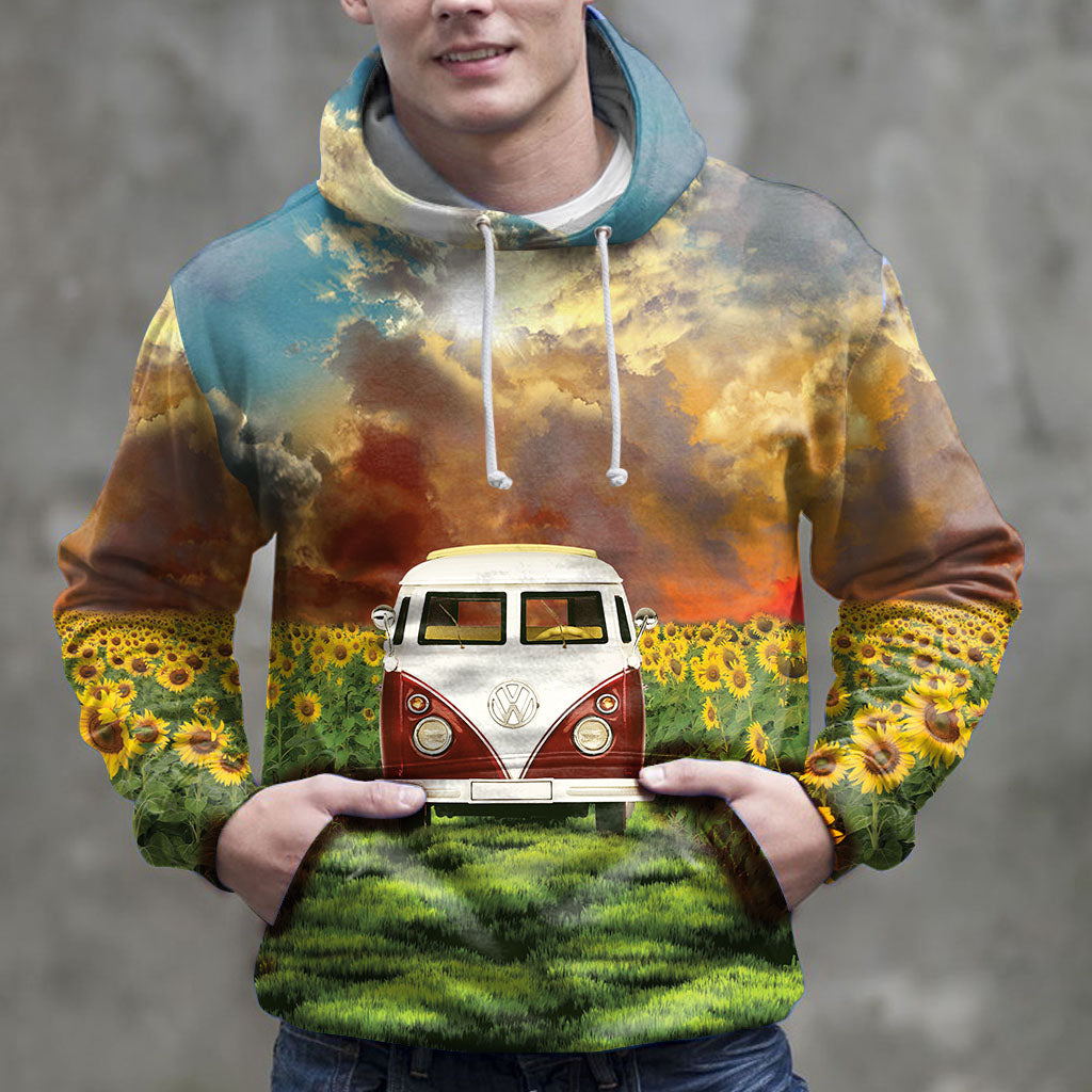 Hippie Bus Sunflower Field G51013 - All Over Print Unisex Hoodie