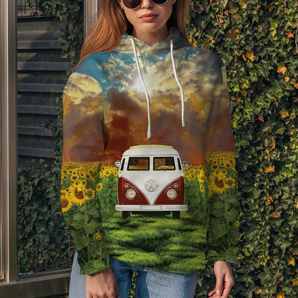 Hippie Bus Sunflower Field G51013 - All Over Print Unisex Hoodie