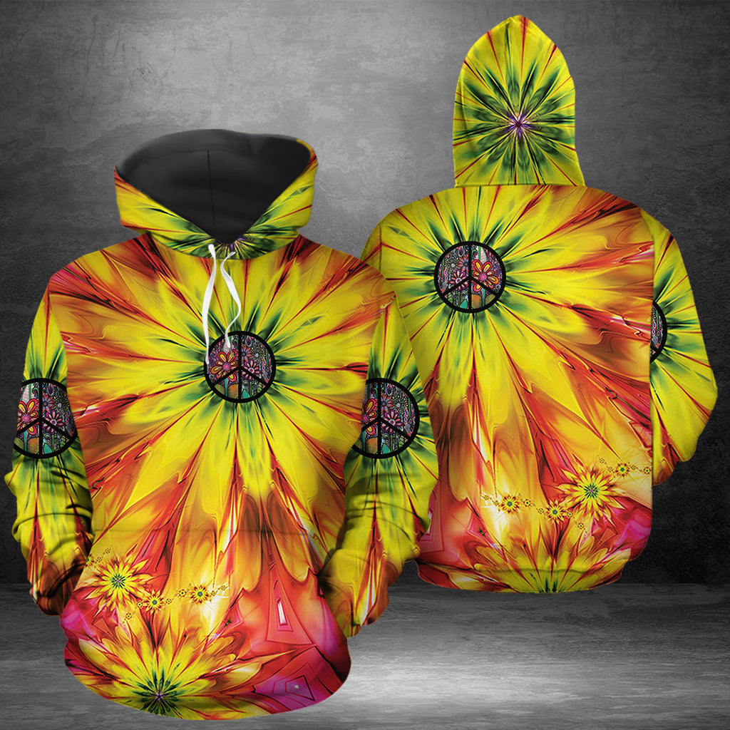 Hippie Peace Sign Sunflower G51117 - All Over Print Unisex Hoodie