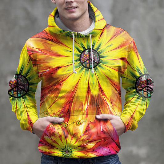 Hippie Peace Sign Sunflower G51117 - All Over Print Unisex Hoodie