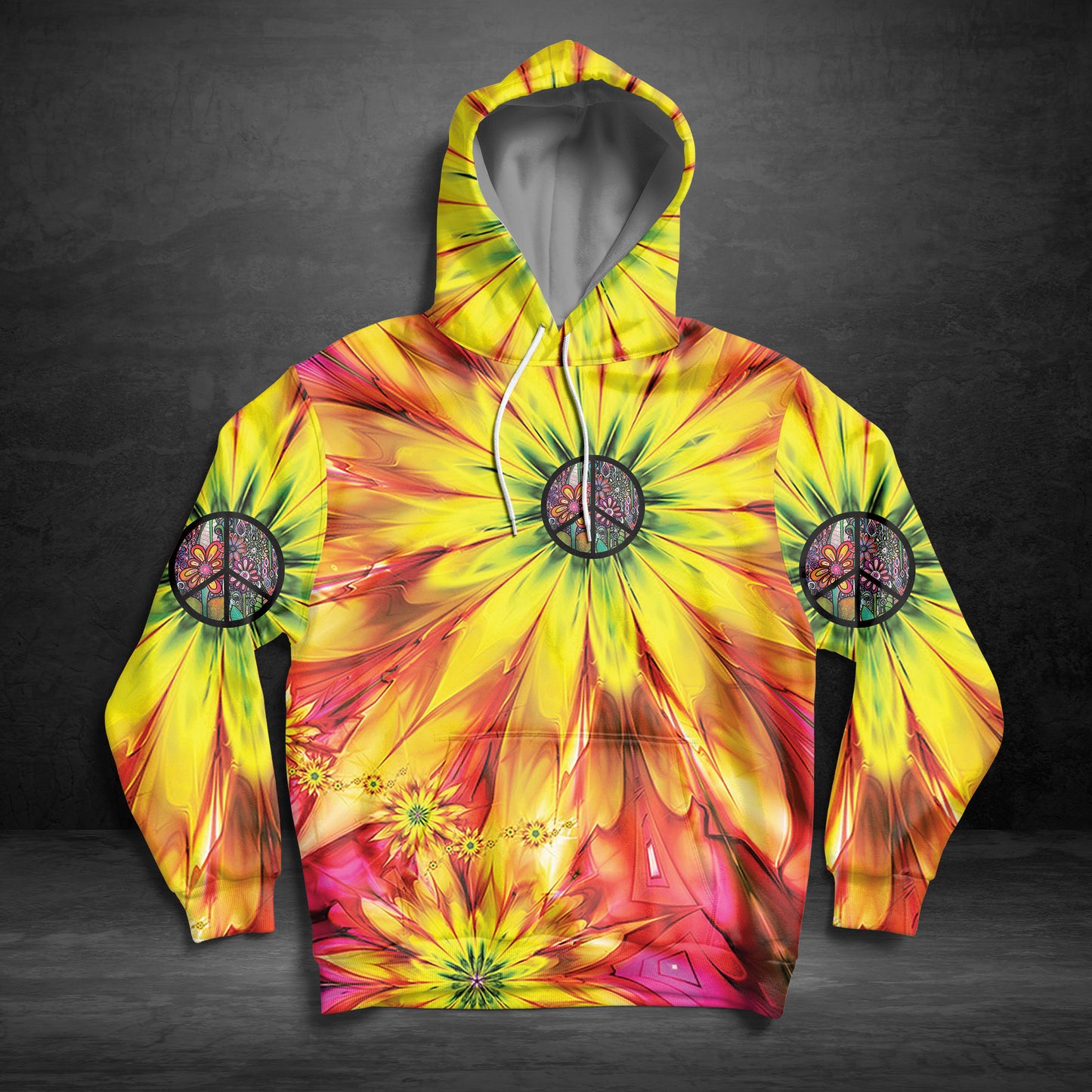 Hippie Peace Sign Sunflower G51117 - All Over Print Unisex Hoodie