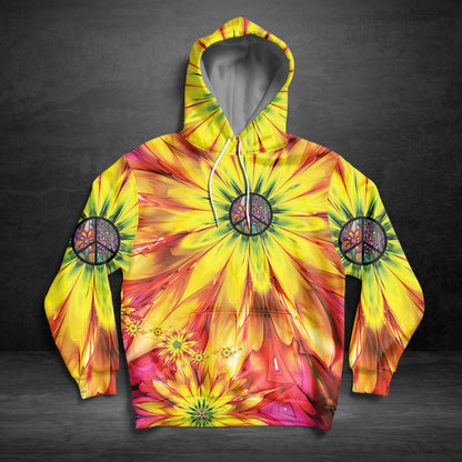 Hippie Peace Sign Sunflower G51117 - All Over Print Unisex Hoodie