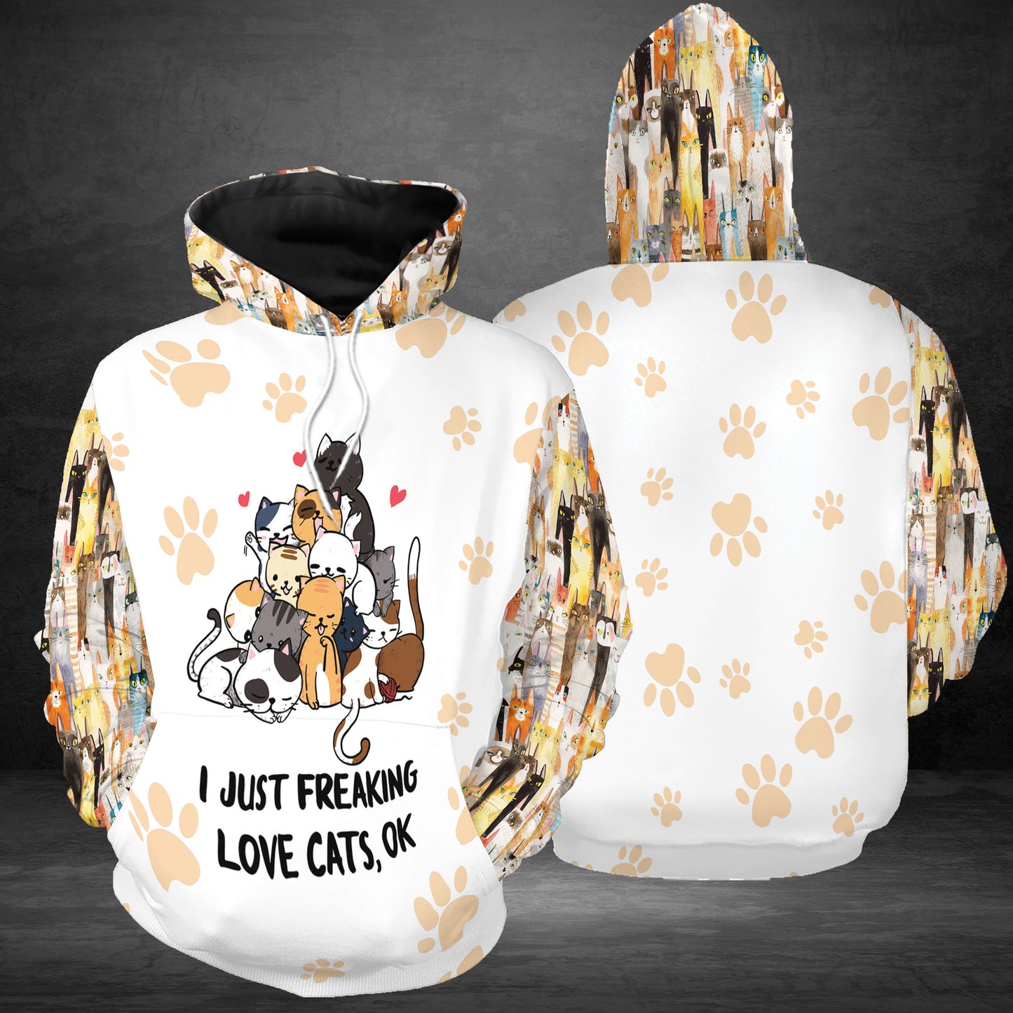 Just Freaking Love Cats G51014 - All Over Print Unisex Hoodie