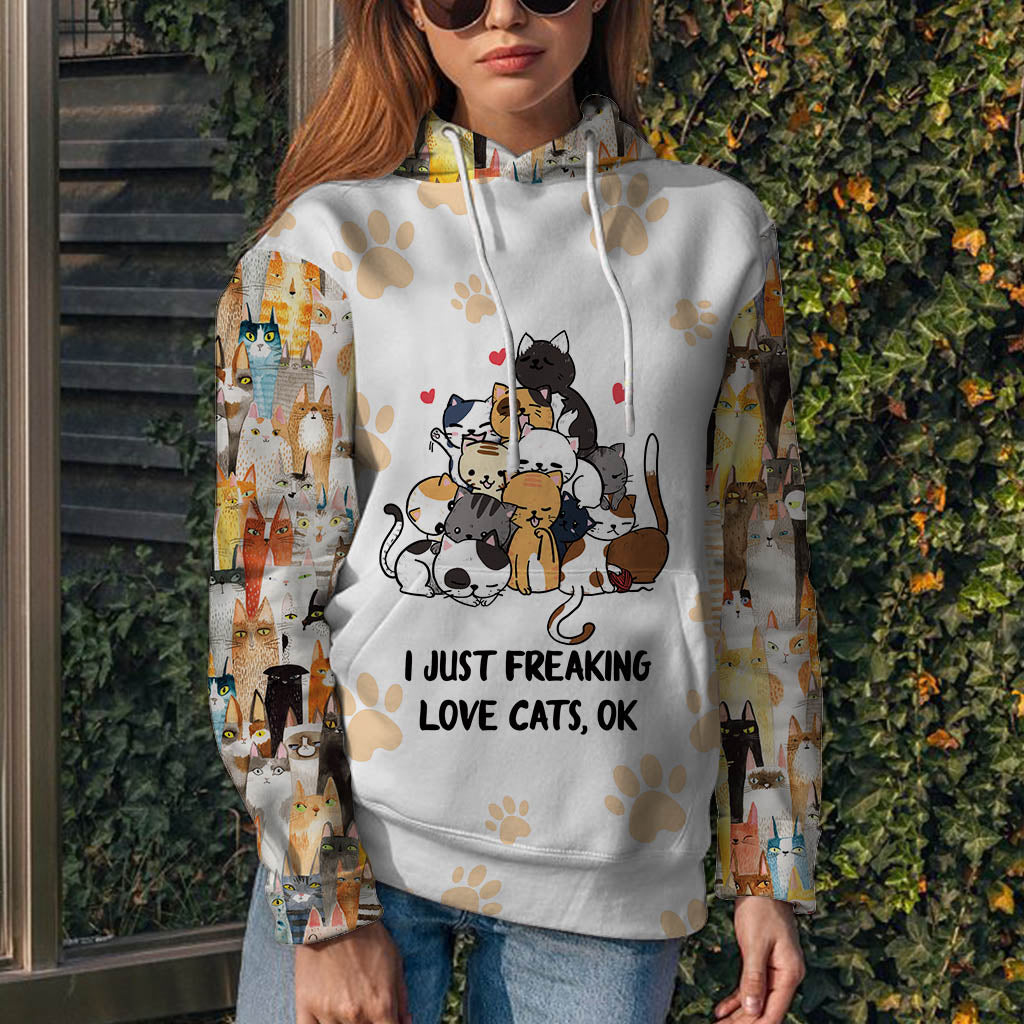 Just Freaking Love Cats G51014 - All Over Print Unisex Hoodie