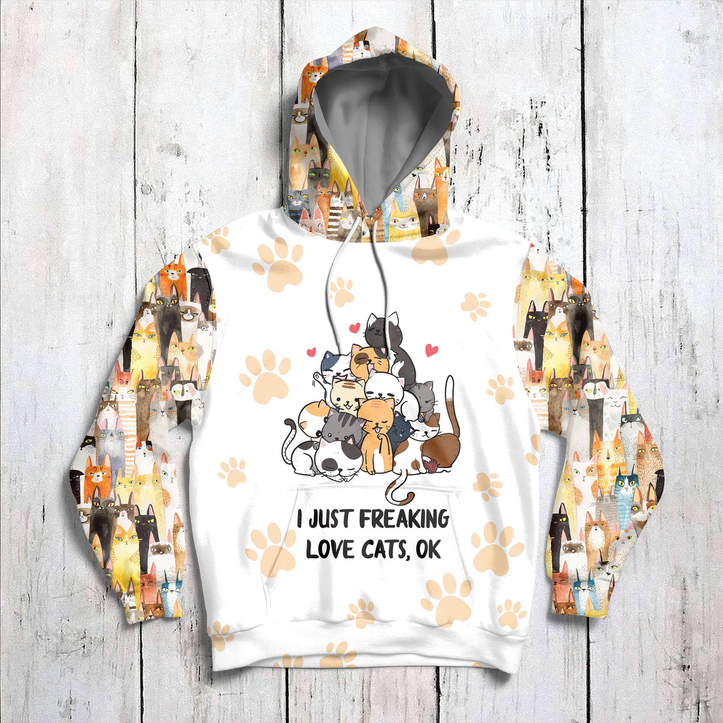 Just Freaking Love Cats G51014 - All Over Print Unisex Hoodie