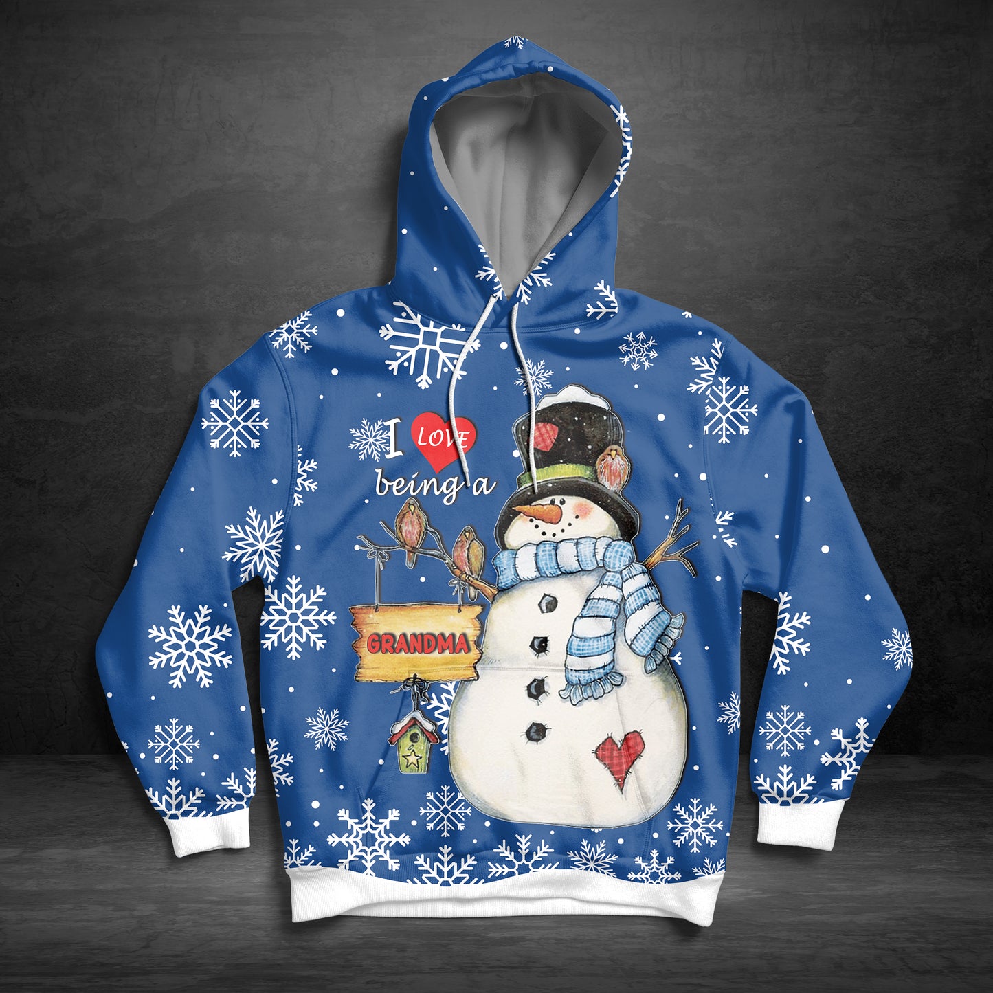 Love Being A Grandma Christmas Snowman G5121 unisex womens & mens, couples matching, friends, funny family sublimation 3D hoodie christmas holiday gifts (plus size available)