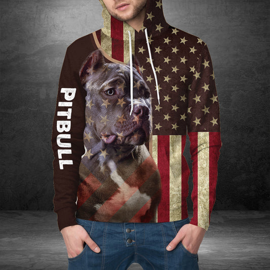Pitbull USA Flag Pattern G51120 - All Over Print Unisex Hoodie