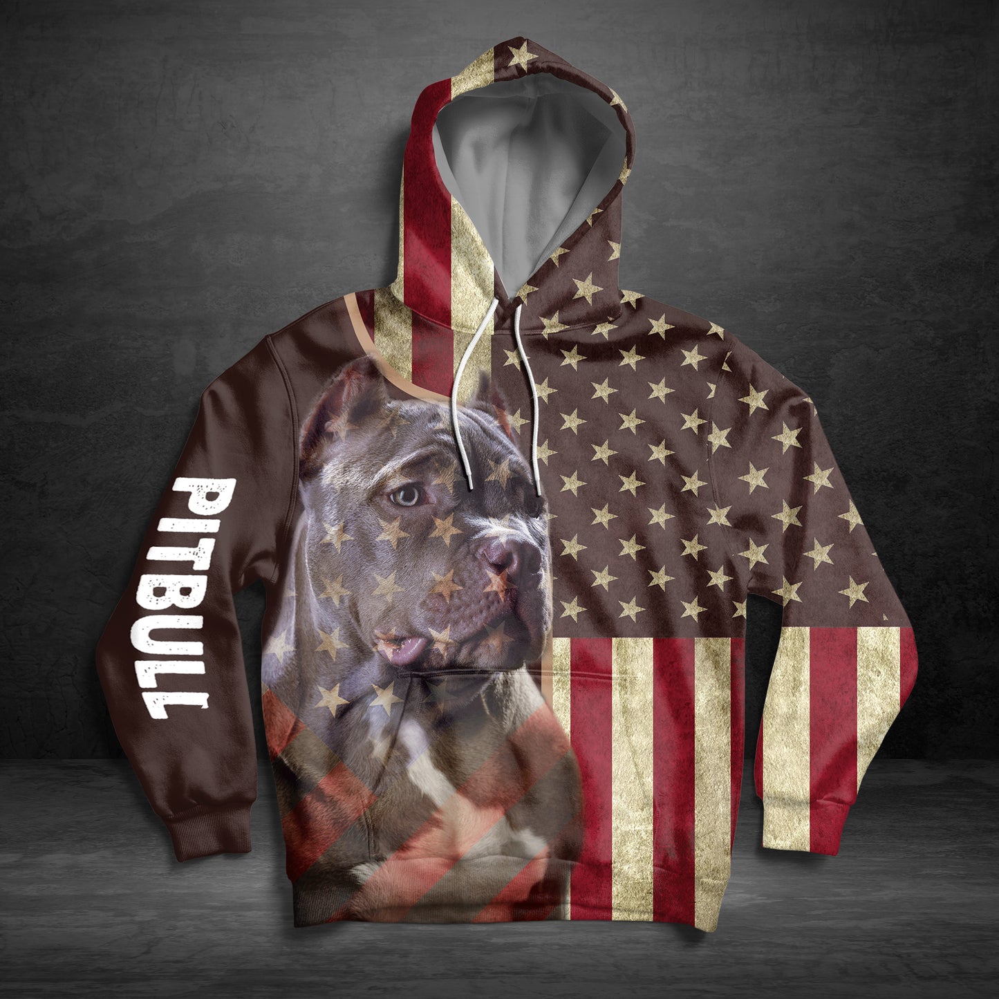 Pitbull USA Flag Pattern G51120 - All Over Print Unisex Hoodie