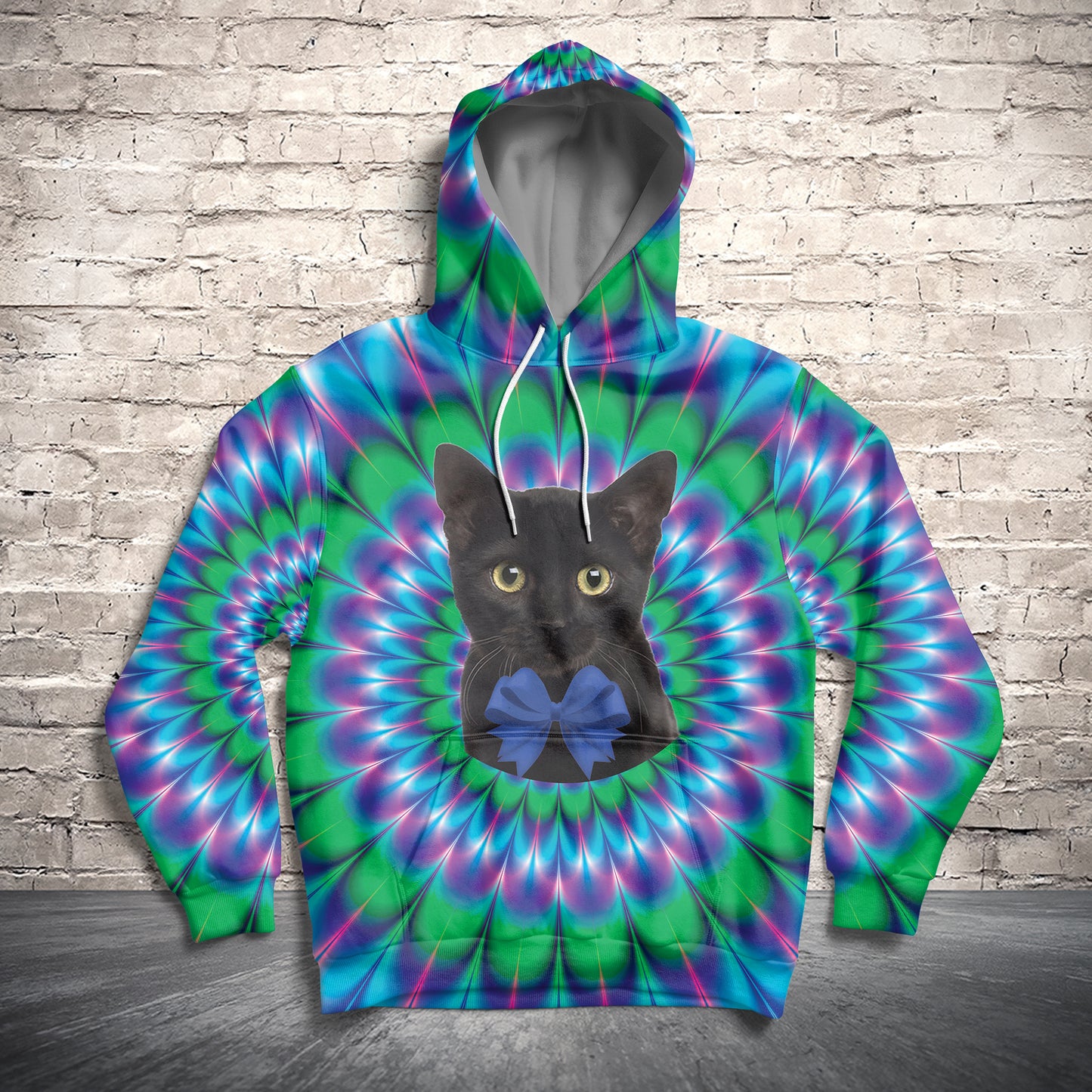 Psychedelic Black Cat G51027 - All Over Print Unisex Hoodie