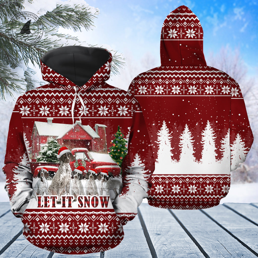 German Shorthaired Pointer Let It Snow T1011 - All Over Print Unisex Hoodie
