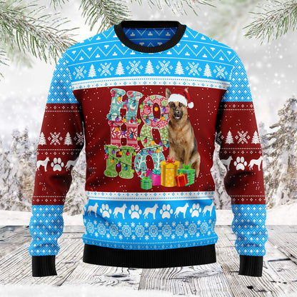 HoHoHo German Shepherd TG5128 - Ugly Christmas Sweater unisex womens & mens, couples matching, friends, dog lover, funny family sweater gifts (plus size available)