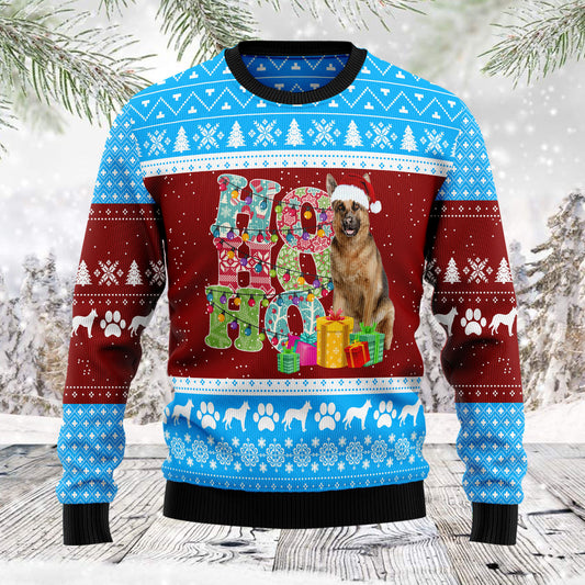 HoHoHo German Shepherd TG5128 - Ugly Christmas Sweater unisex womens & mens, couples matching, friends, dog lover, funny family sweater gifts (plus size available)