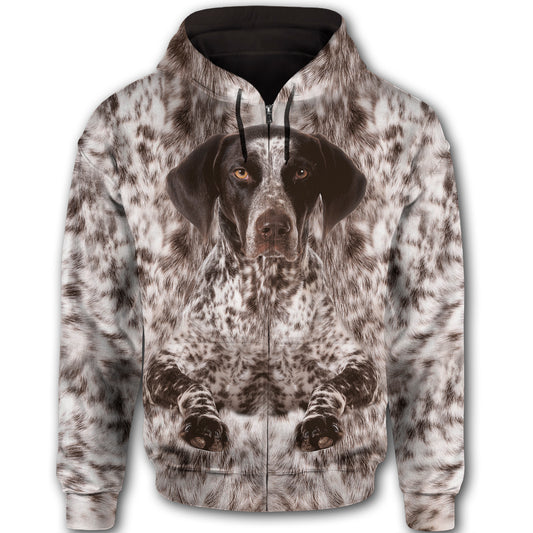 German Shorthaired Pointer Cute Dog Face T284 - All Over Print Zip Hoodie