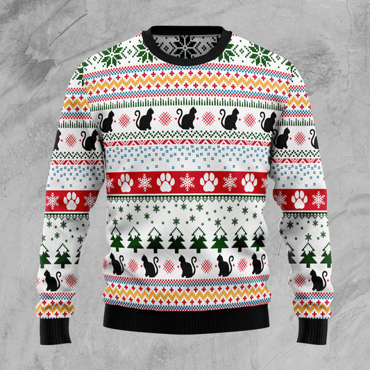 Black Cat Pattern TG5116 Ugly Christmas Sweater