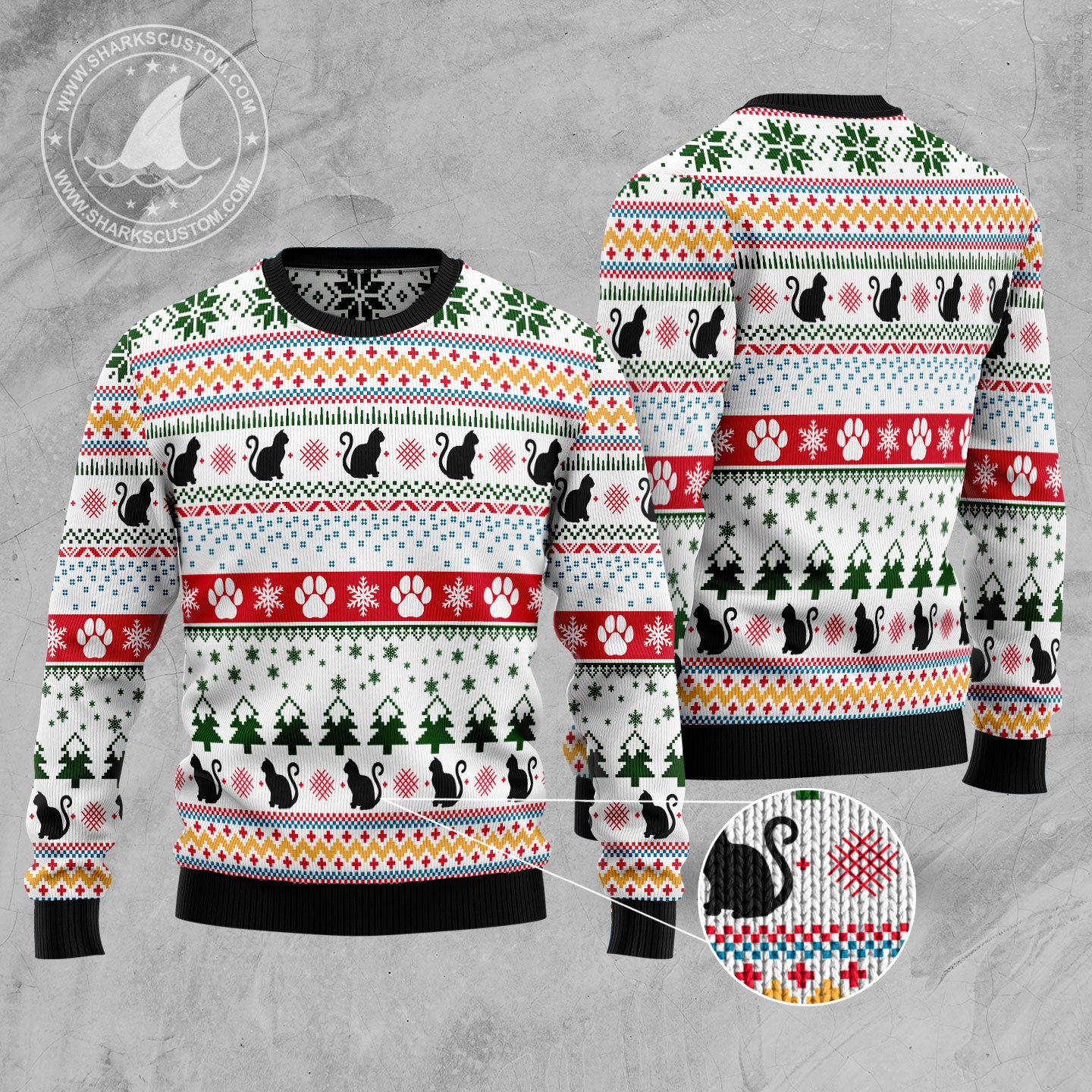 Black Cat Pattern TG5116 Ugly Christmas Sweater