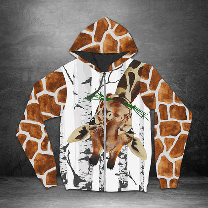 Giraffe Hello - All Over Print Zip Hoodie