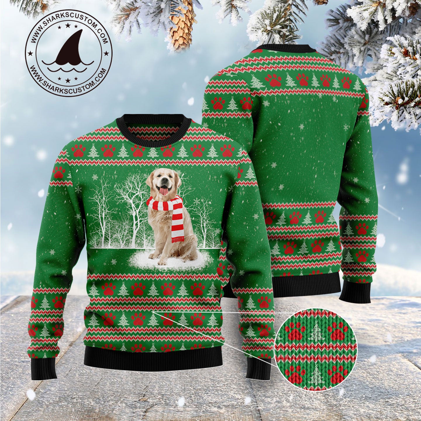 Golden Retriever Winter Ugly Christmas Sweater
